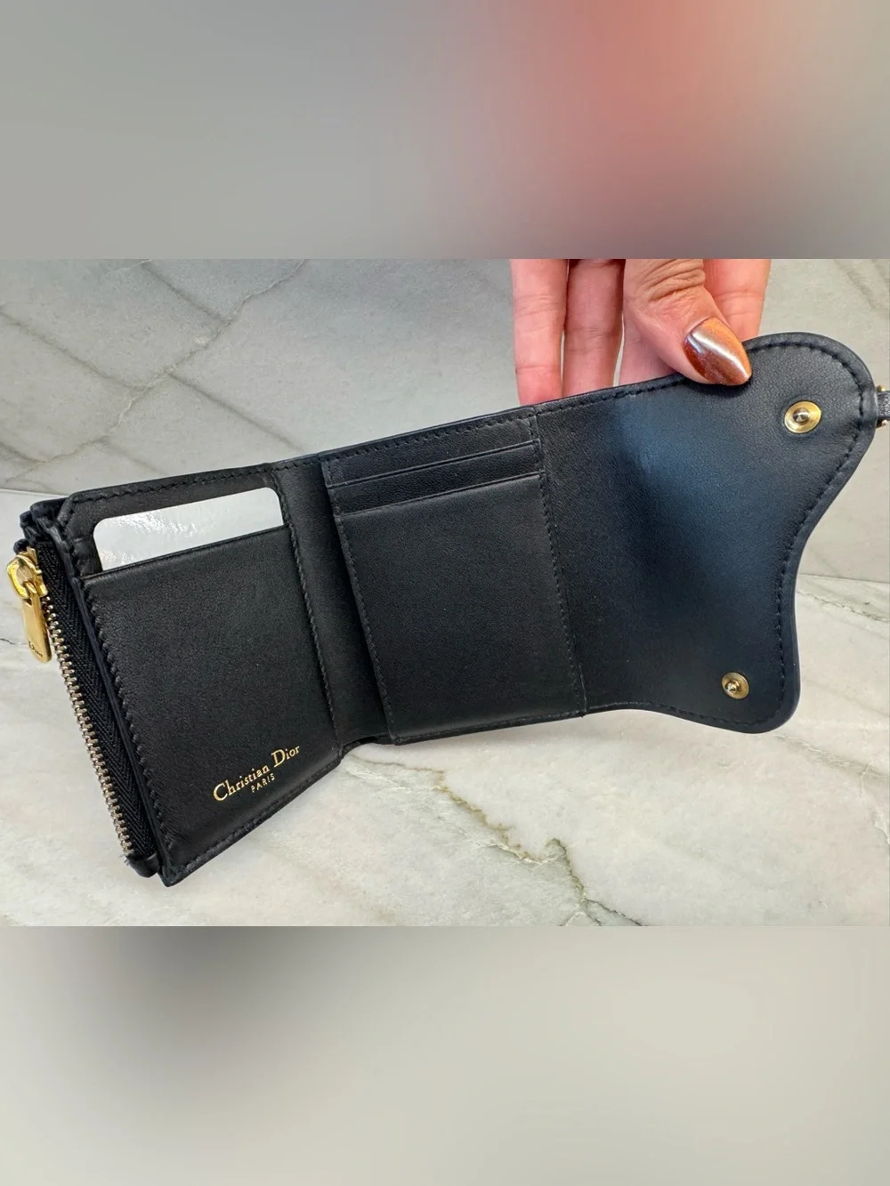 Christian Dior Lotus Saddle Trifold Compact Wallet
